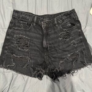 Distressed denim shorts
